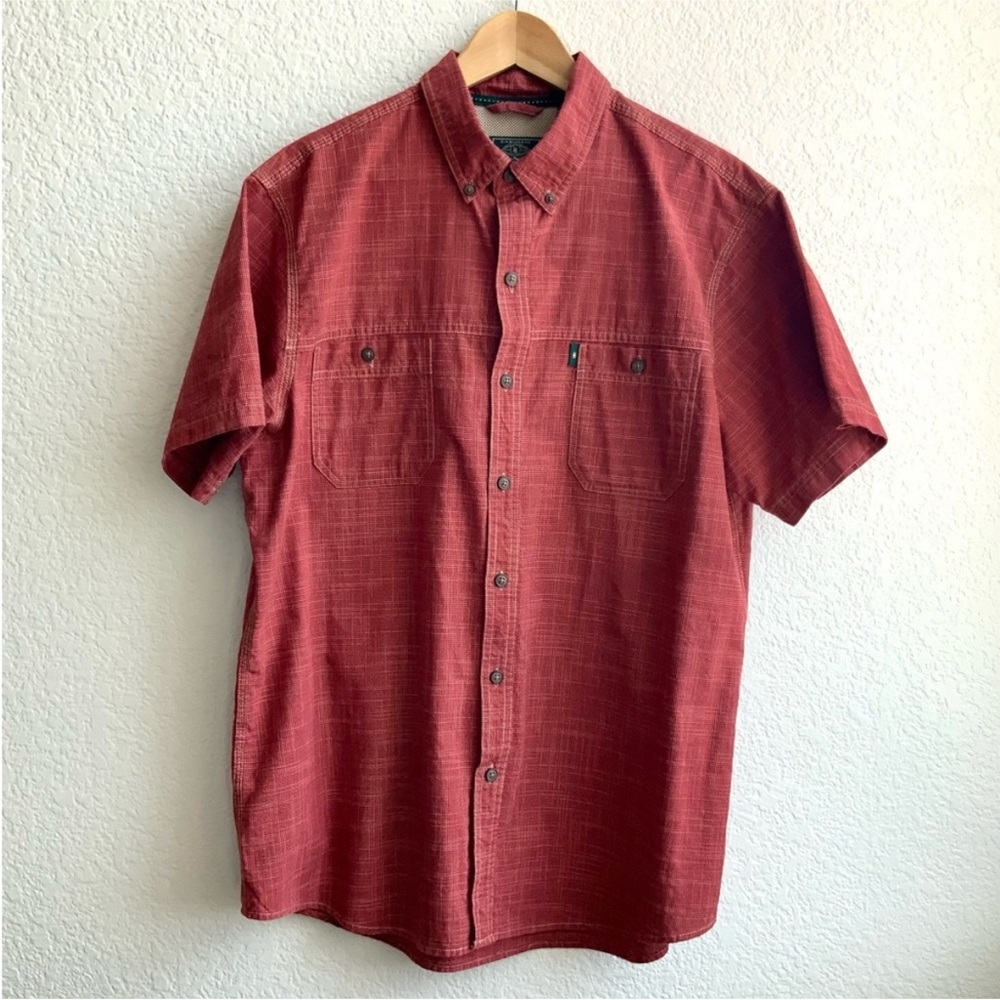 G H BASS CO Short Sleeve Shirt Men's XXL Red Burgundy Angler Fishing Outdoors
